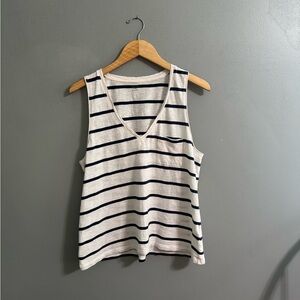 Madewell Navy and White Stripe Sleeveless Tank Top